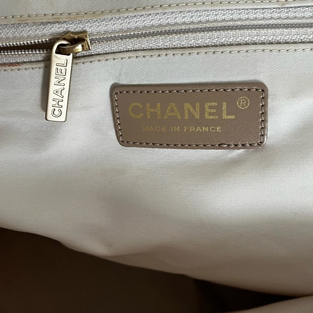Chanel Jacquard Canvas Travel Line Tote Beige Late 90’s-Early 2000s